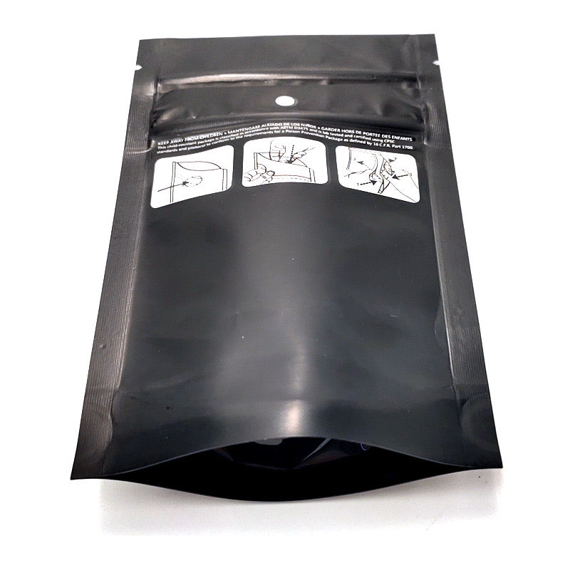 1 Ounce (28g) Child Resistant Mylar Bags Black/Clear